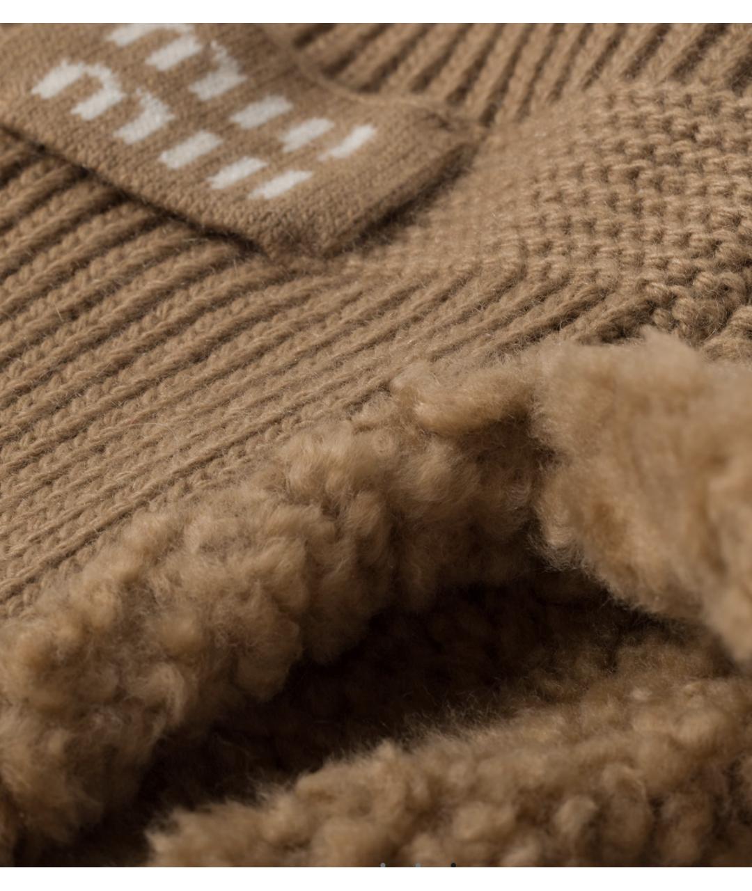 MIU MIU Коричневая синтетическая шапка, фото 3