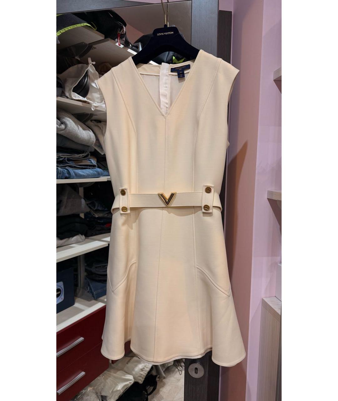 LOUIS VUITTON Белое шерстяное коктейльное платье, фото 7