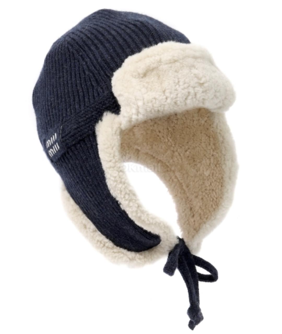 MIU MIU Синяя синтетическая шапка, фото 2