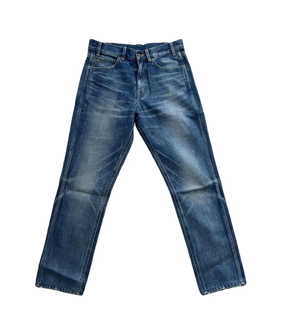 CELINE Синие хлопковые прямые джинсы, фото 1