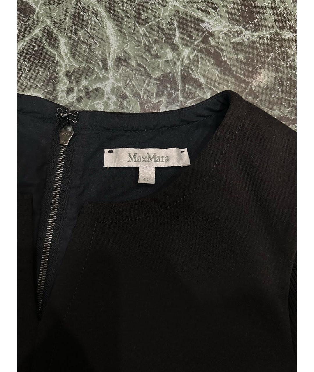 MAX MARA Черное хлопко-эластановое повседневное платье, фото 2