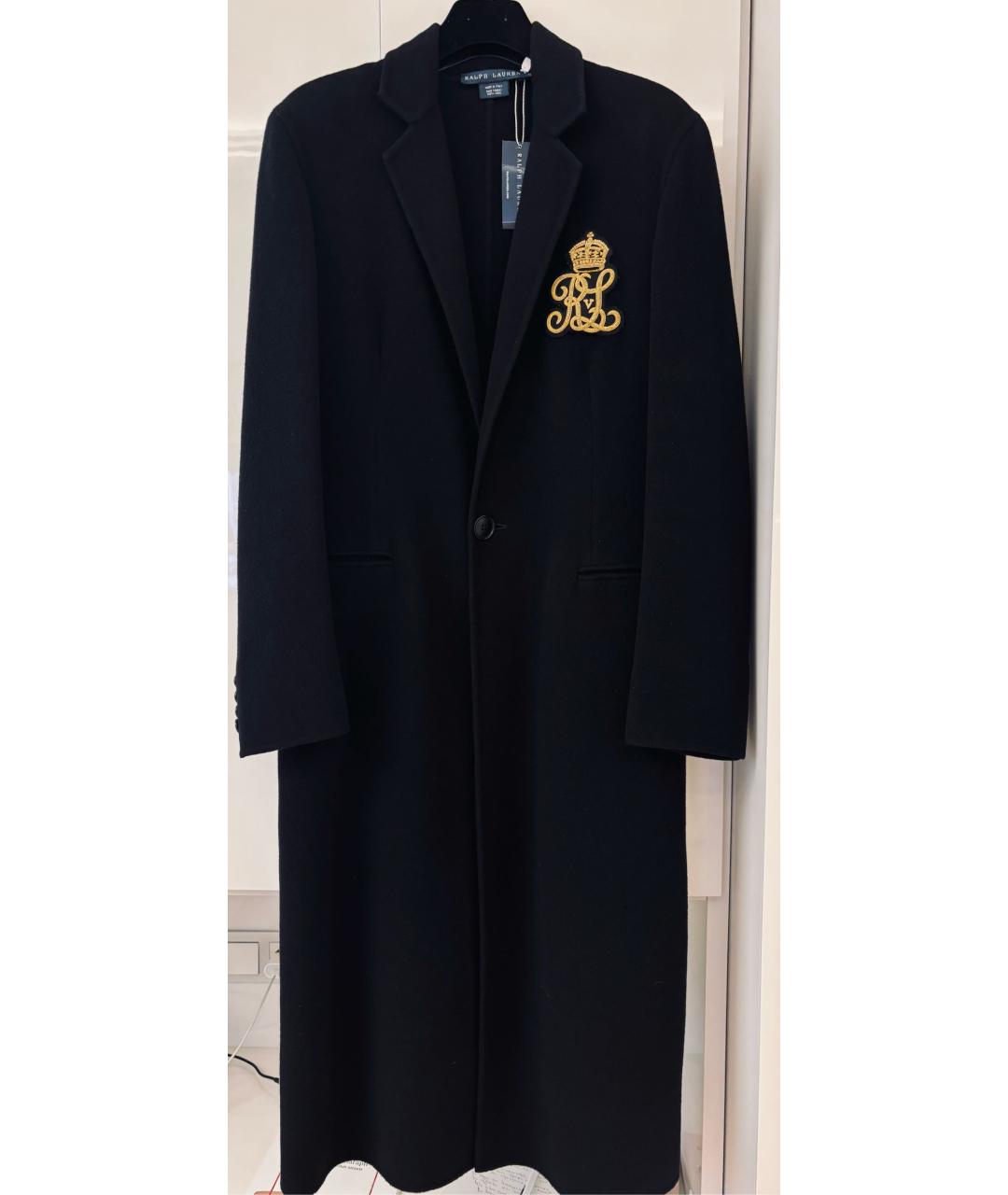 RALPH LAUREN Черное шерстяное пальто, фото 2