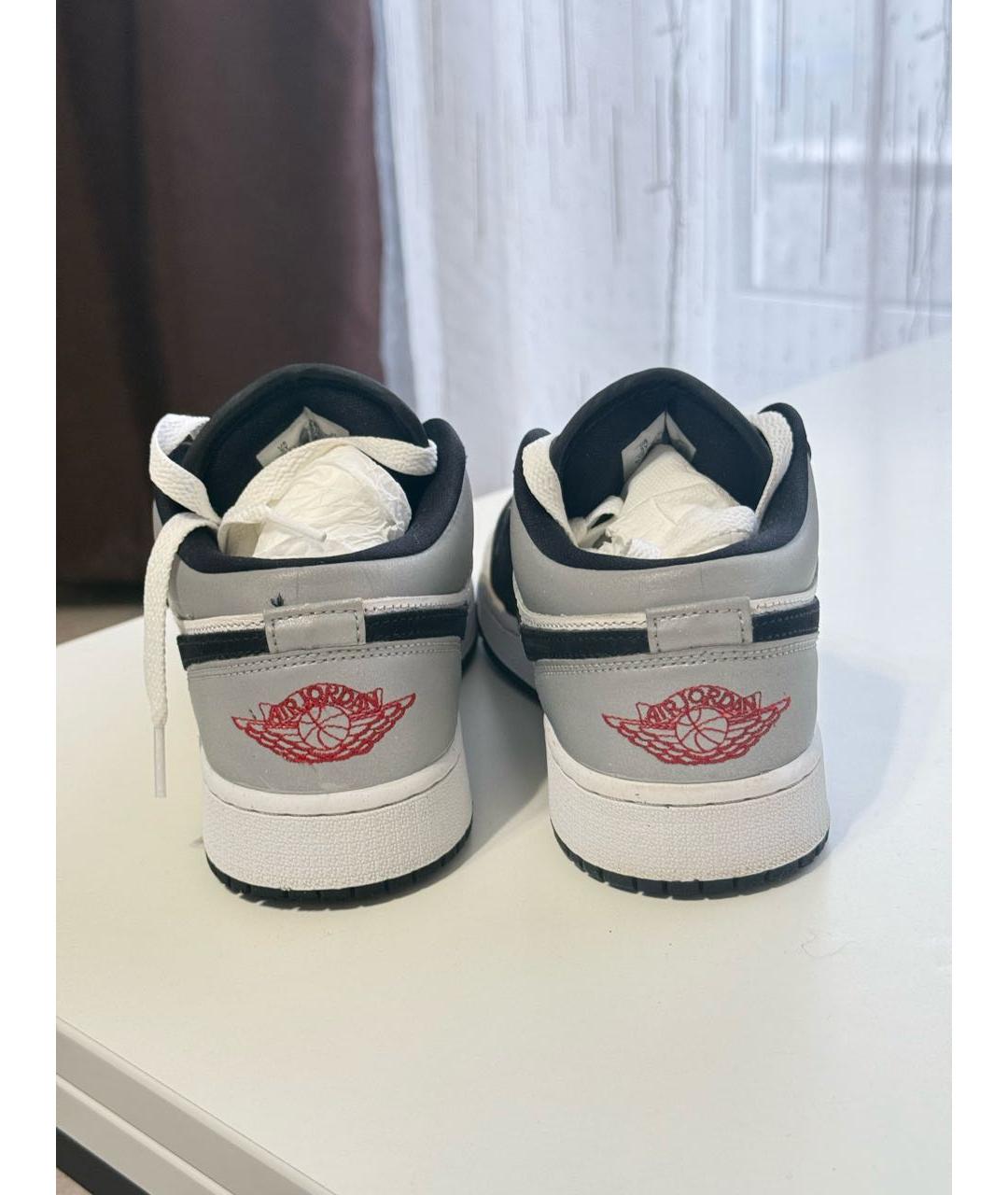 JORDAN Серые кожаные кеды, фото 4