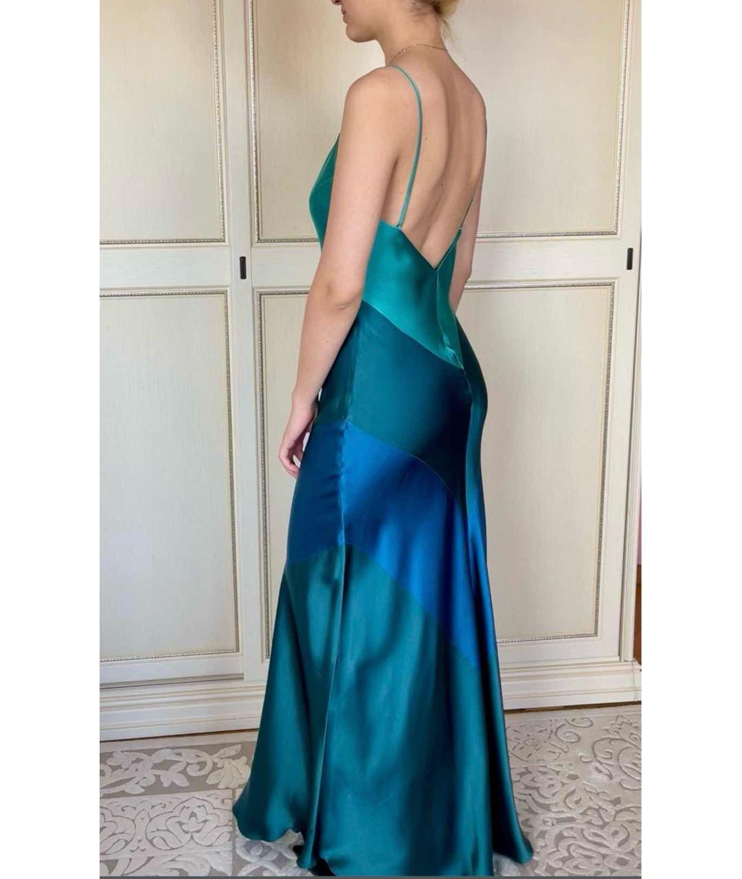 MAX MARA Бирюзовое шелковое вечернее платье, фото 2