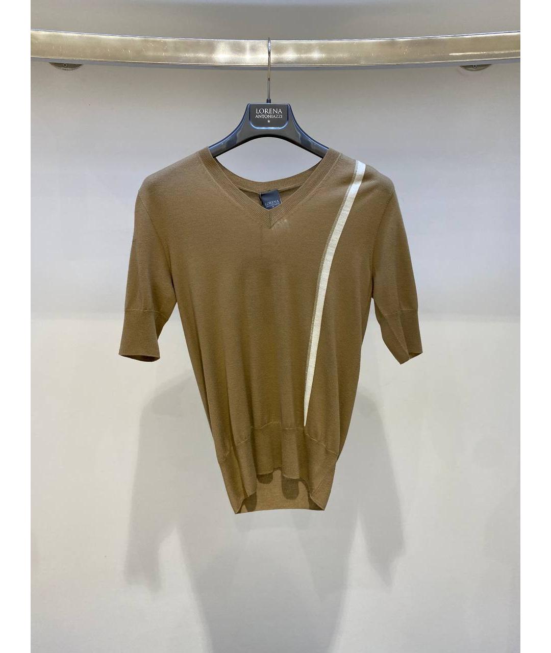 LORENA ANTONIAZZI Коричневая шерстяная футболка, фото 3