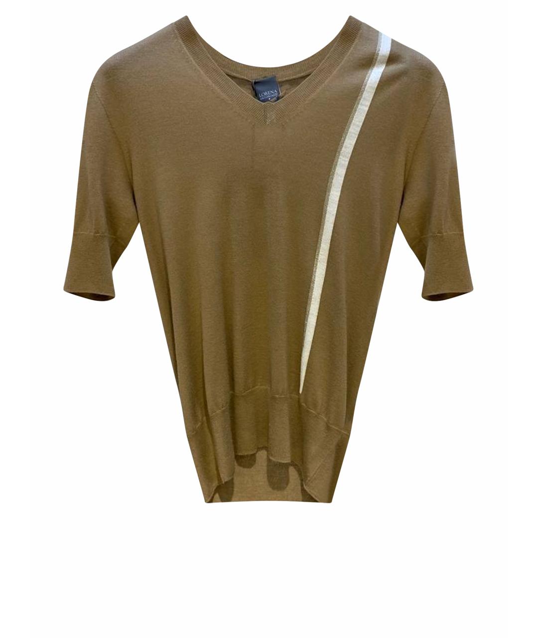 LORENA ANTONIAZZI Коричневая шерстяная футболка, фото 1