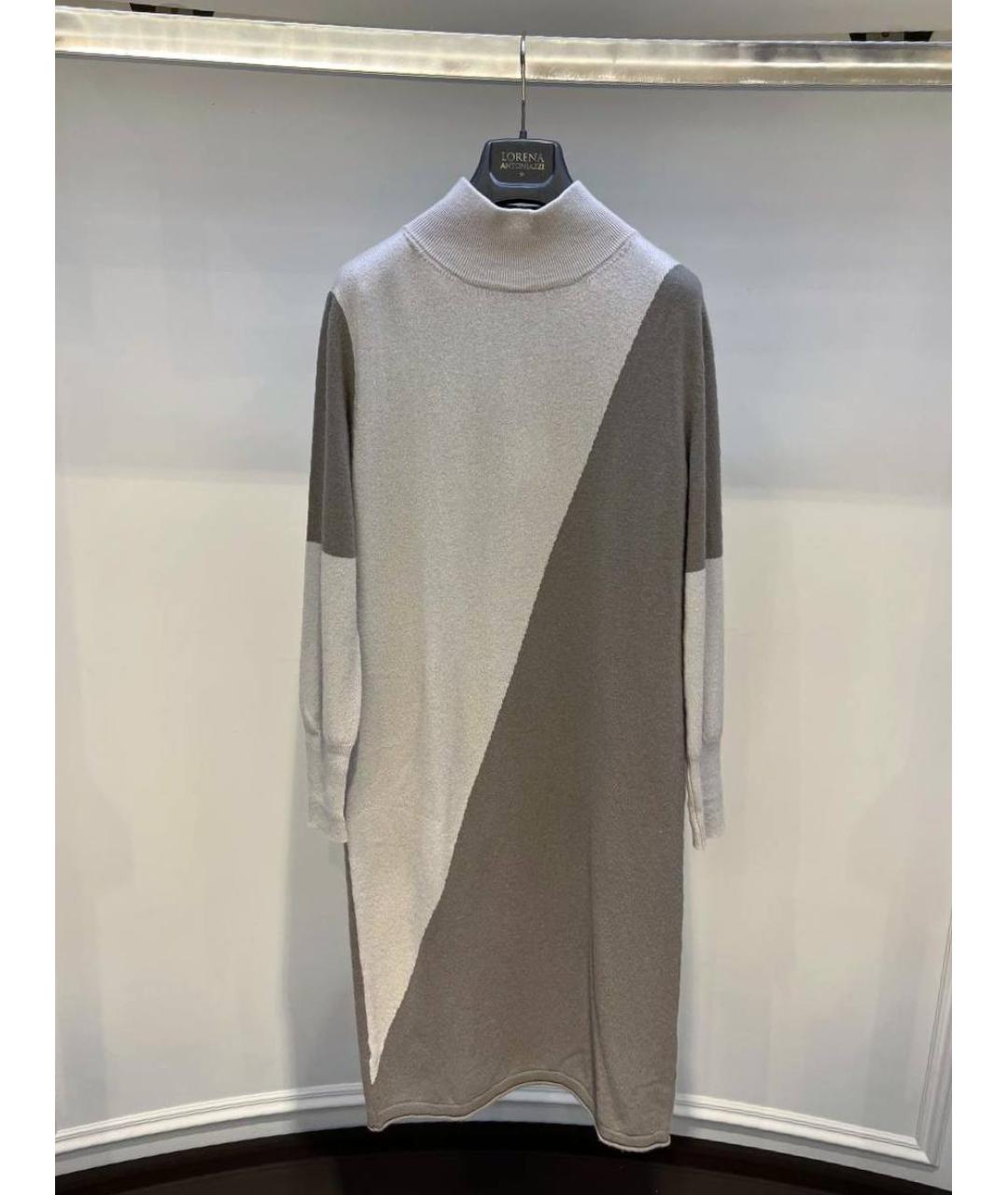 LORENA ANTONIAZZI Серое шерстяное повседневное платье, фото 3