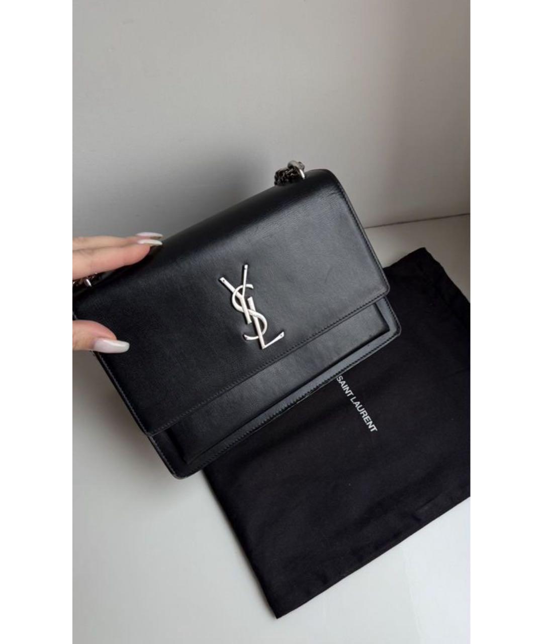 SAINT LAURENT Черная кожаная сумка через плечо, фото 3