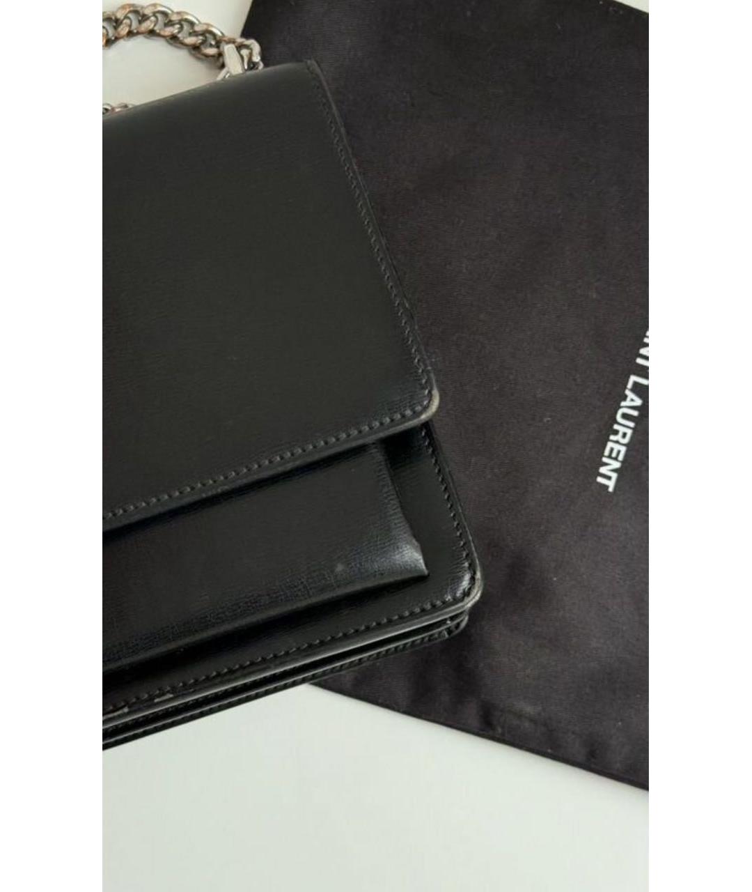 SAINT LAURENT Черная кожаная сумка через плечо, фото 6