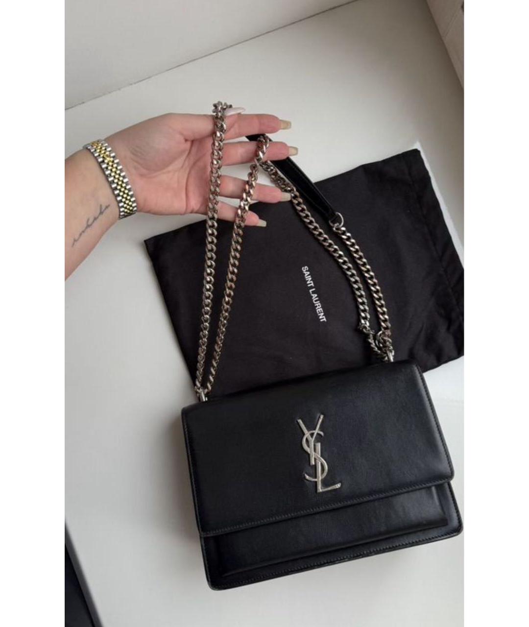 SAINT LAURENT Черная кожаная сумка через плечо, фото 5