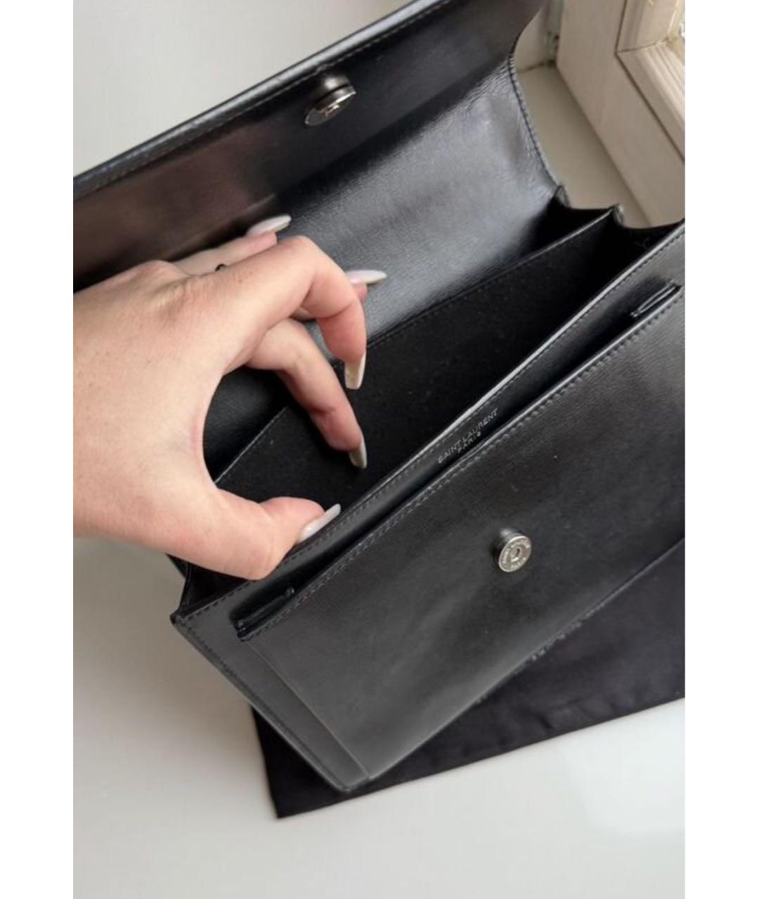 SAINT LAURENT Черная кожаная сумка через плечо, фото 4