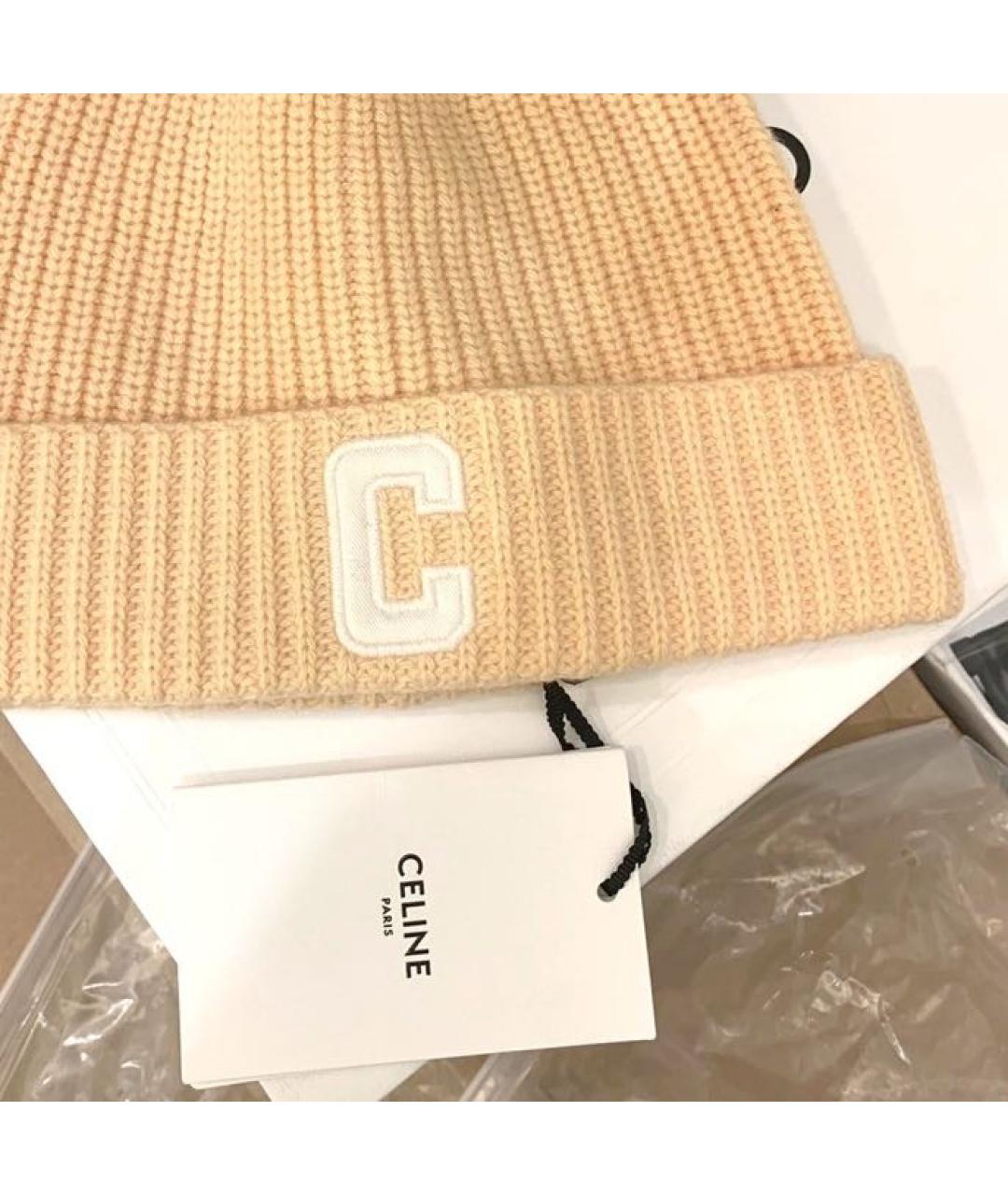 CELINE Желтая кашемировая шапка, фото 4