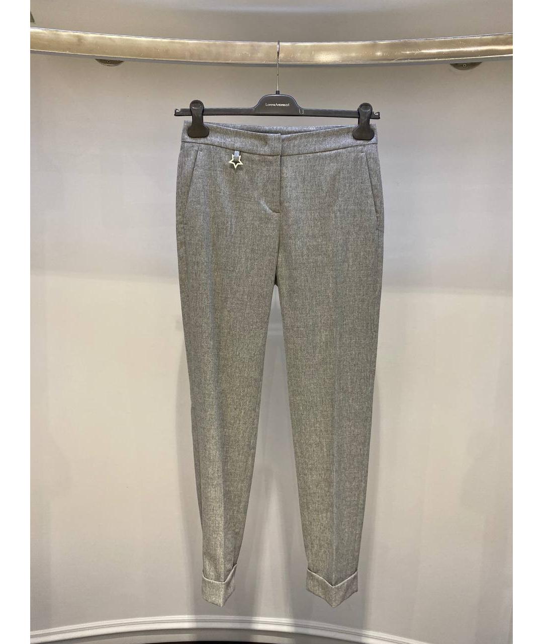 LORENA ANTONIAZZI Серые шерстяные прямые брюки, фото 3