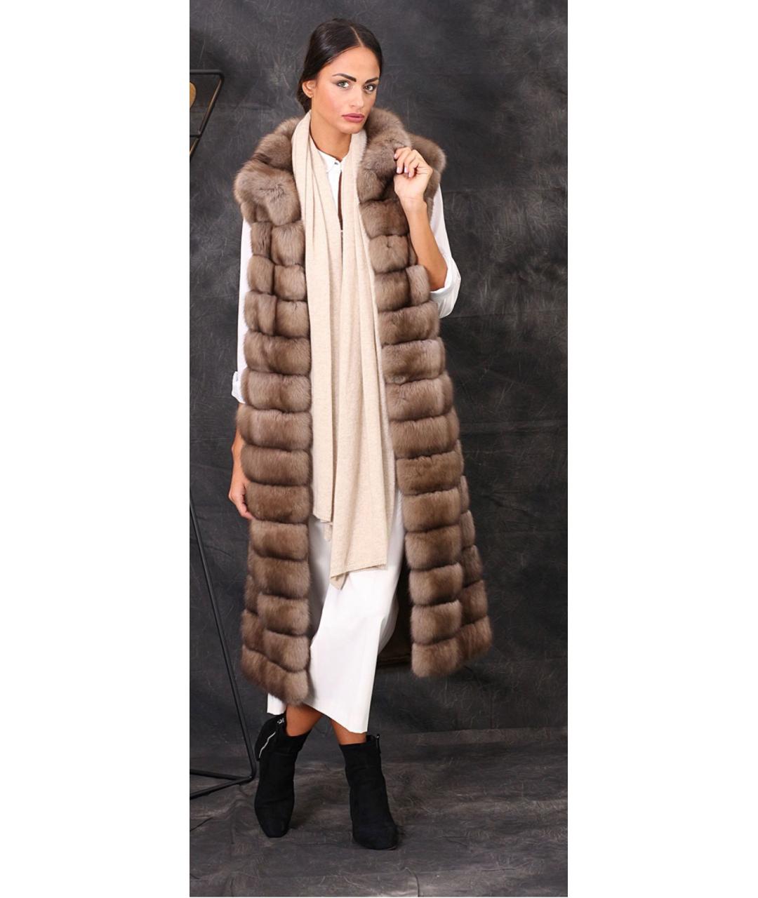 GIULIANA TESO Коричневый меховой жилет, фото 6