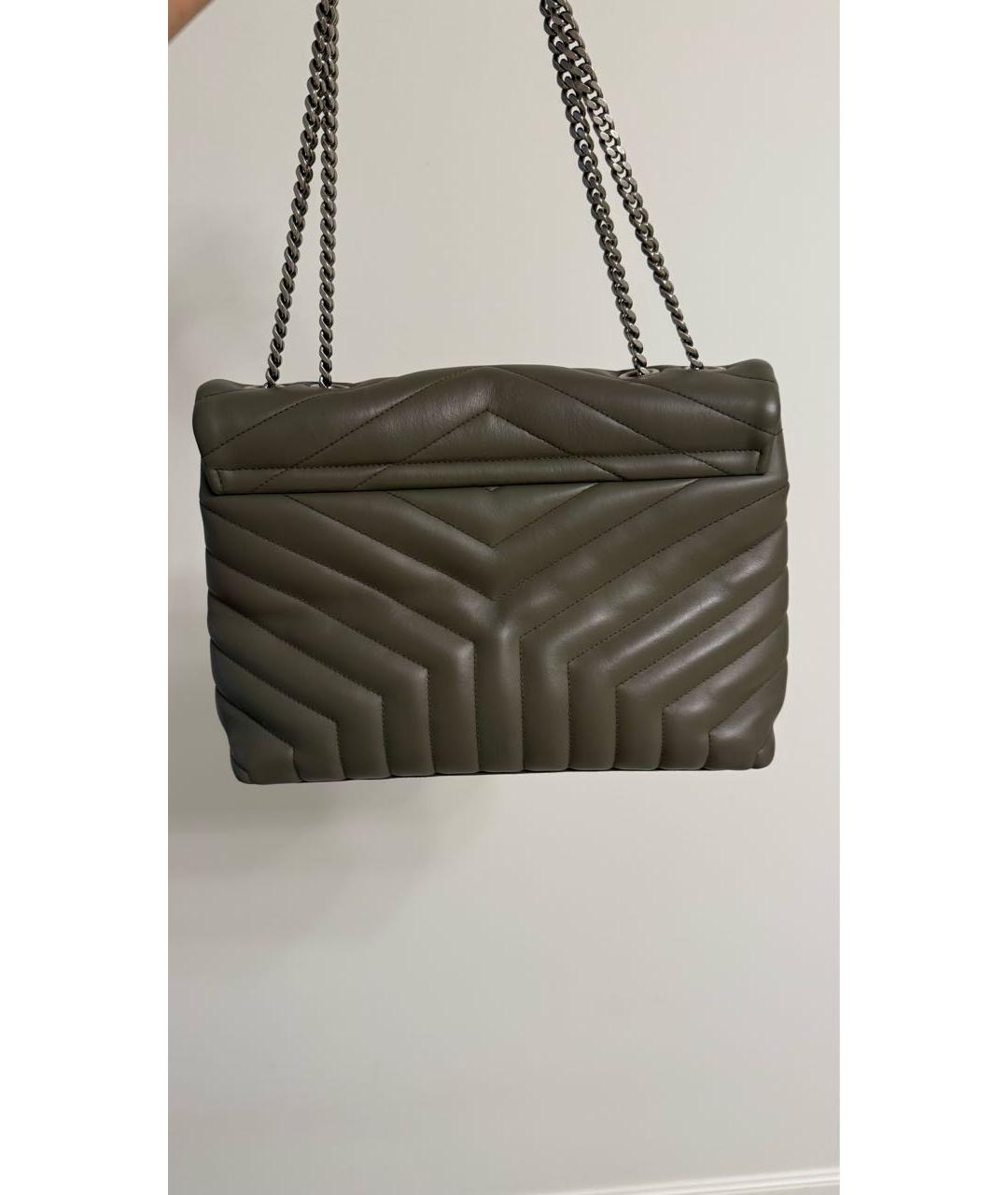 SAINT LAURENT Серая кожаная сумка с короткими ручками, фото 3