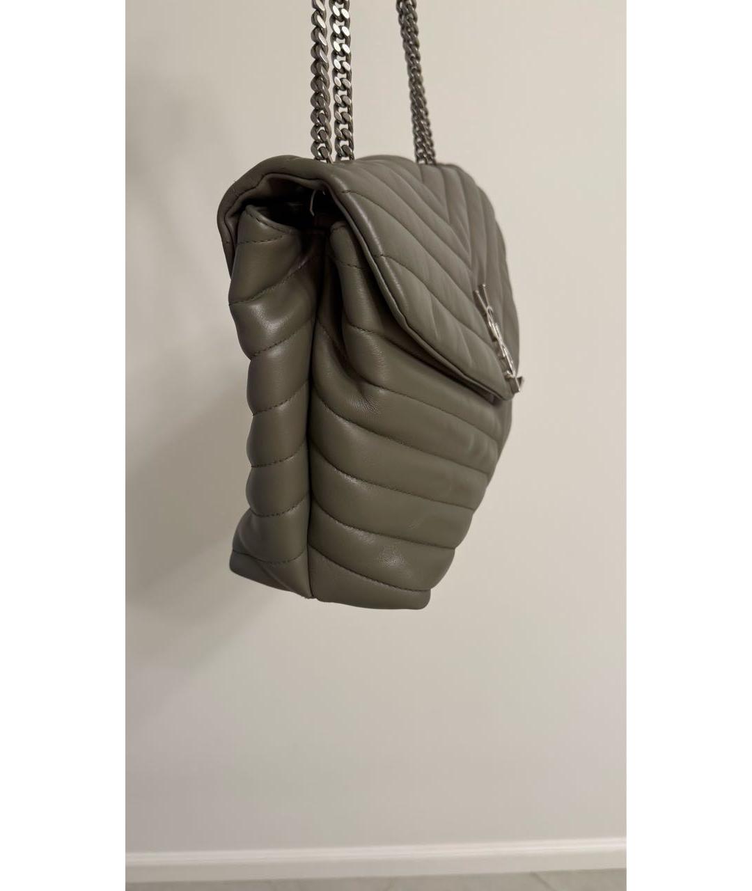 SAINT LAURENT Серая кожаная сумка с короткими ручками, фото 2