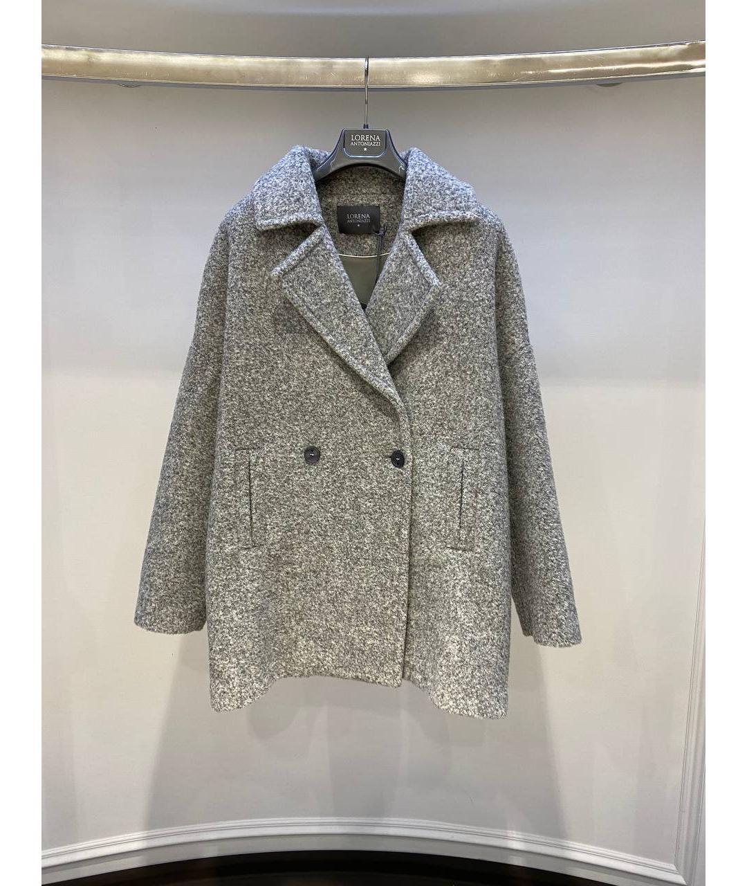 LORENA ANTONIAZZI Серое шерстяное пальто, фото 3