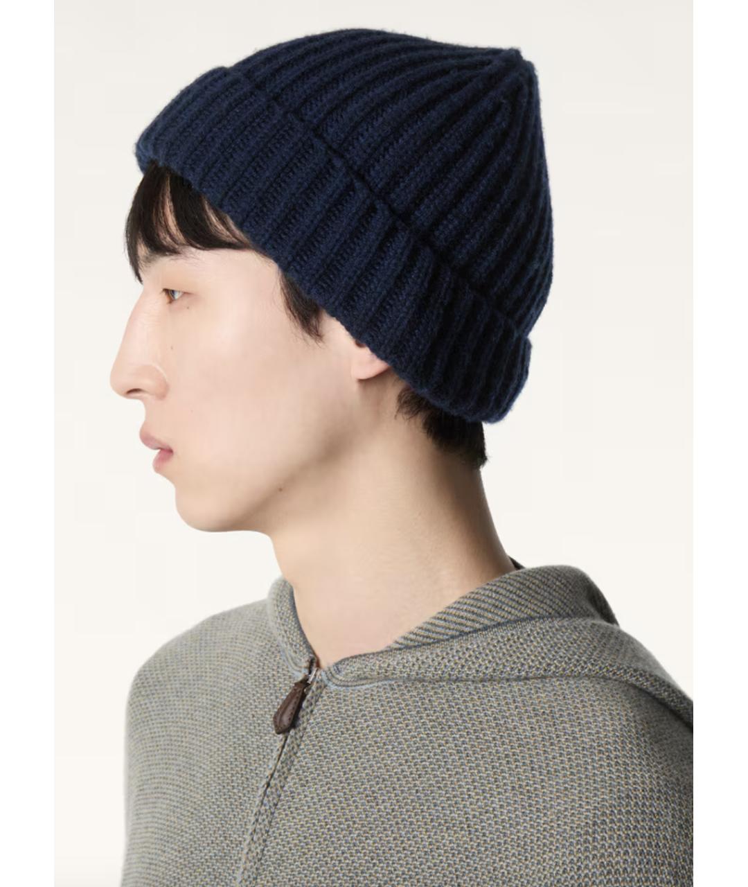 LORO PIANA Синяя кашемировая шапка, фото 4