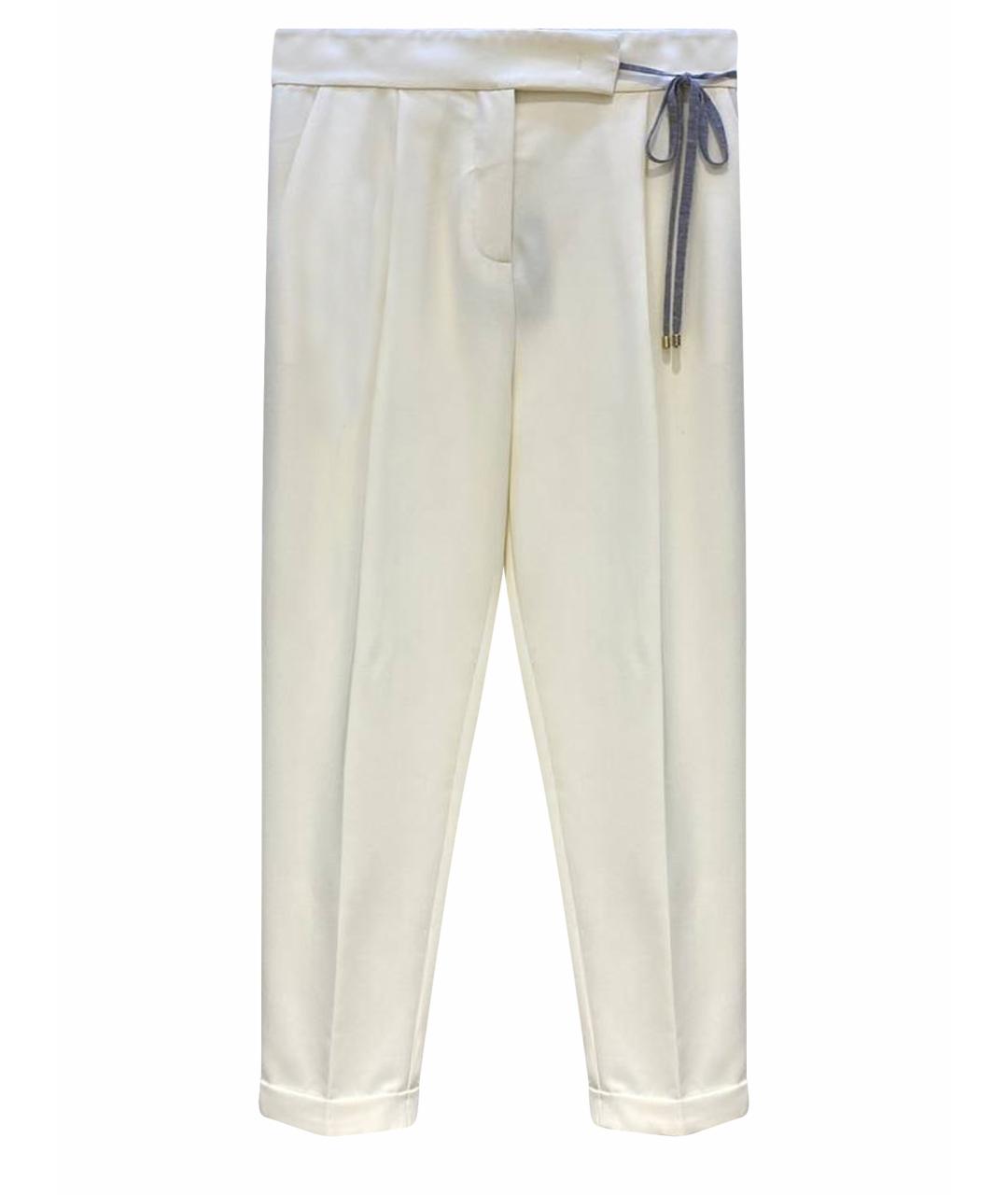LORENA ANTONIAZZI Белые шерстяные прямые брюки, фото 1