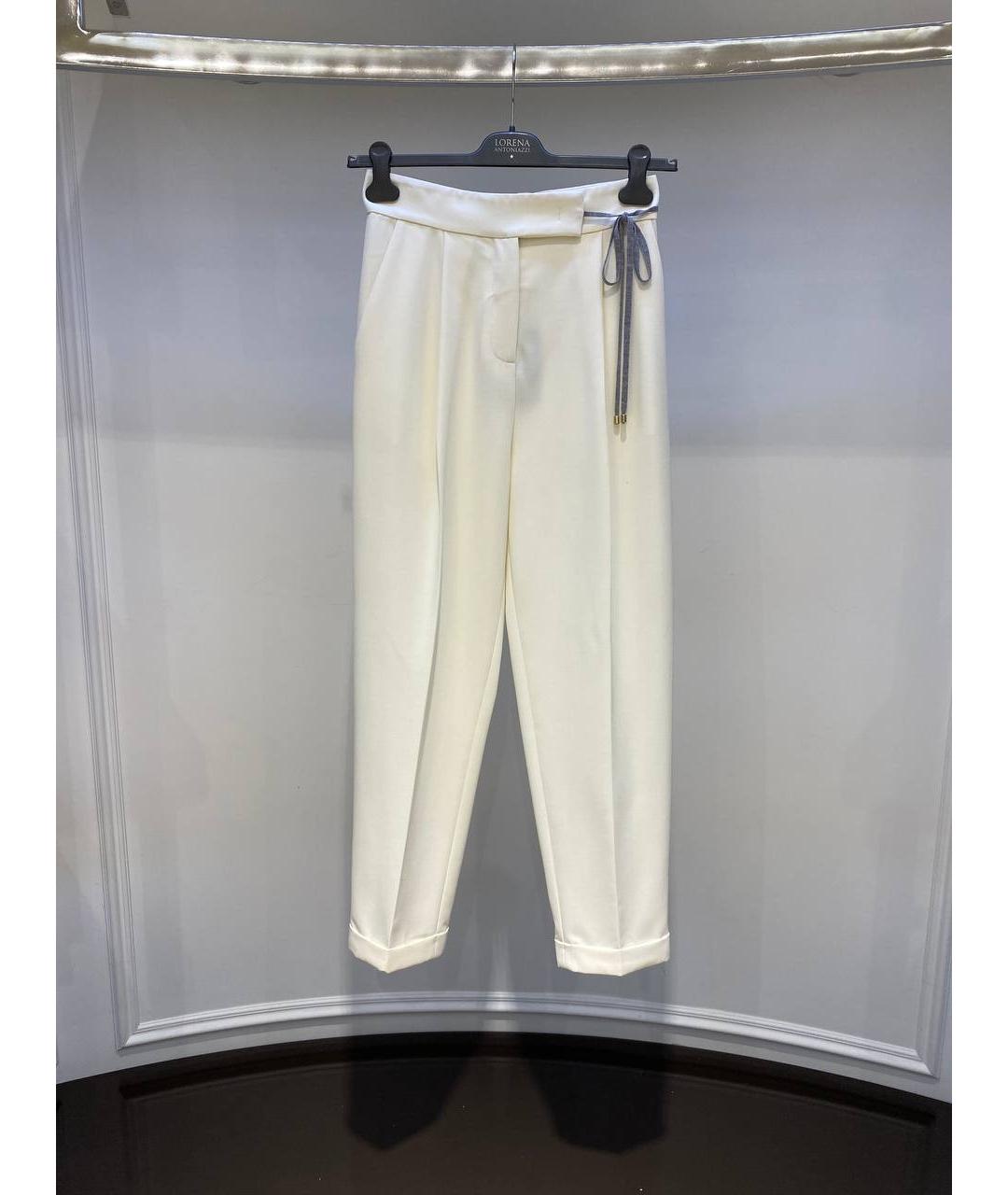 LORENA ANTONIAZZI Белые шерстяные прямые брюки, фото 3