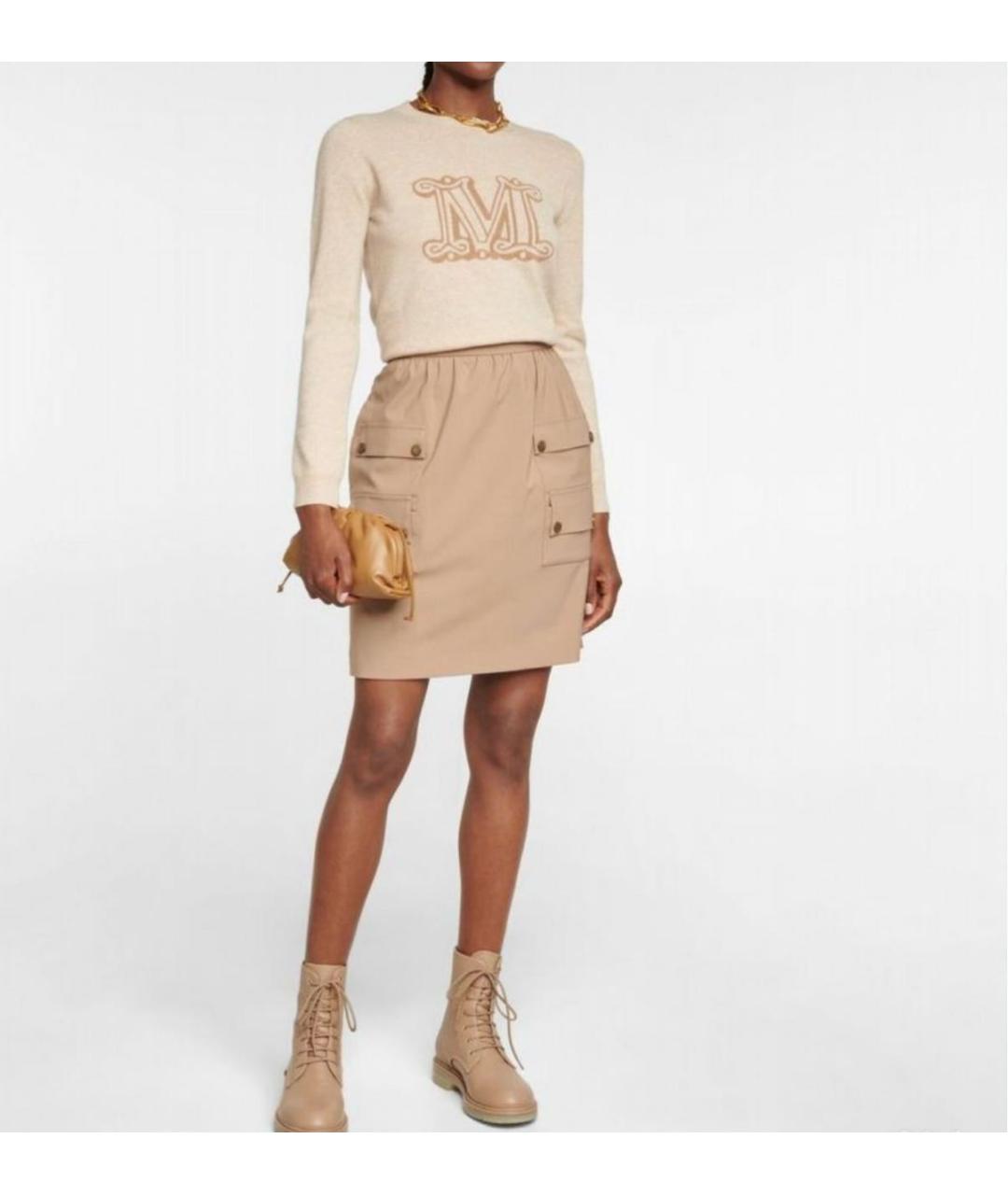 MAX MARA Бежевая шерстяная юбка миди, фото 2