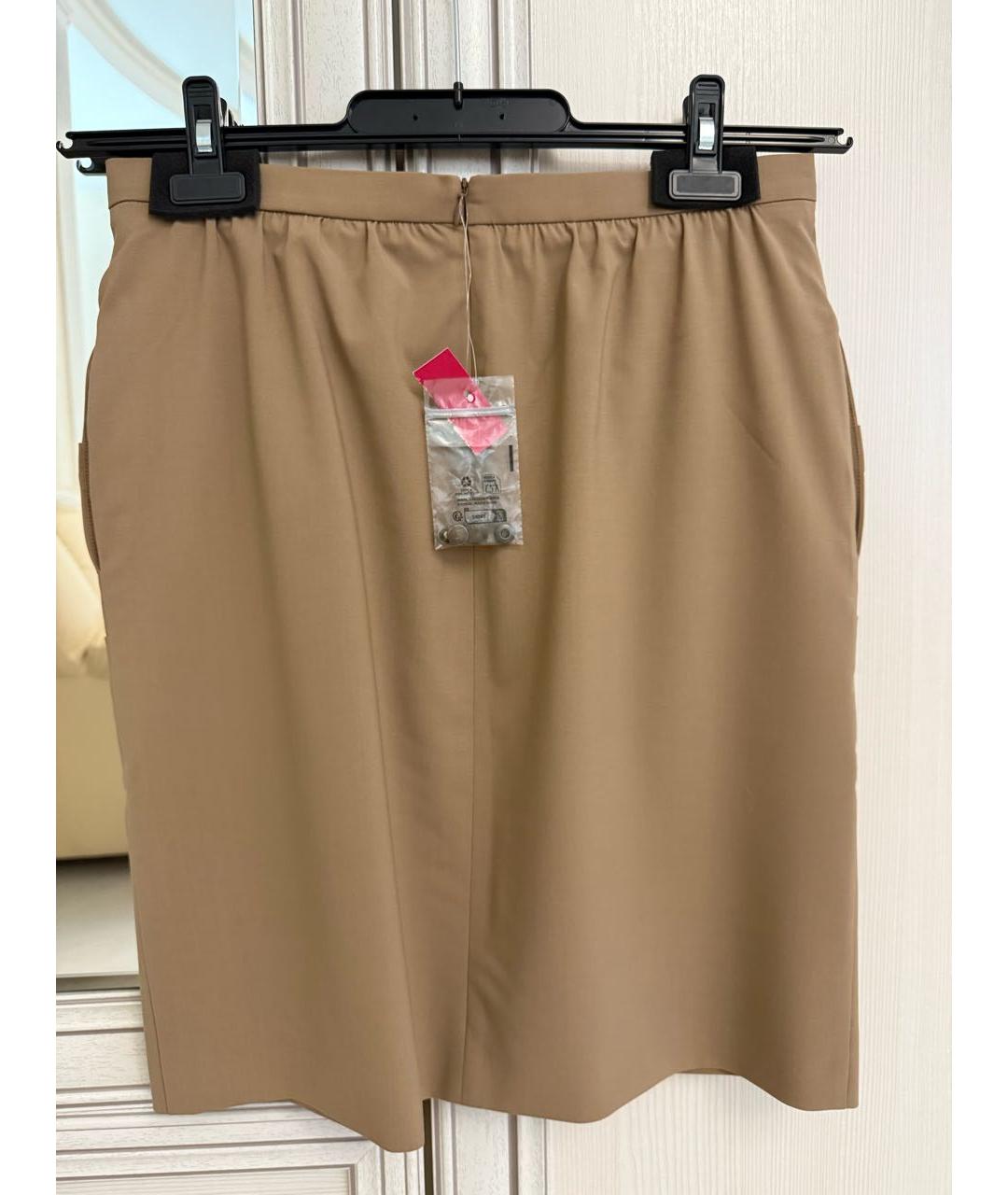 MAX MARA Бежевая шерстяная юбка миди, фото 7