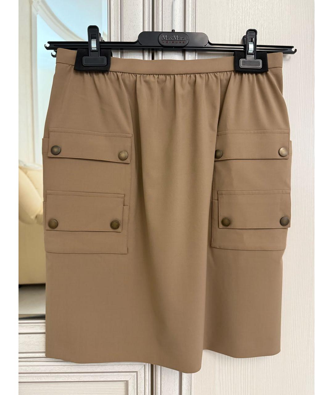 MAX MARA Бежевая шерстяная юбка миди, фото 5