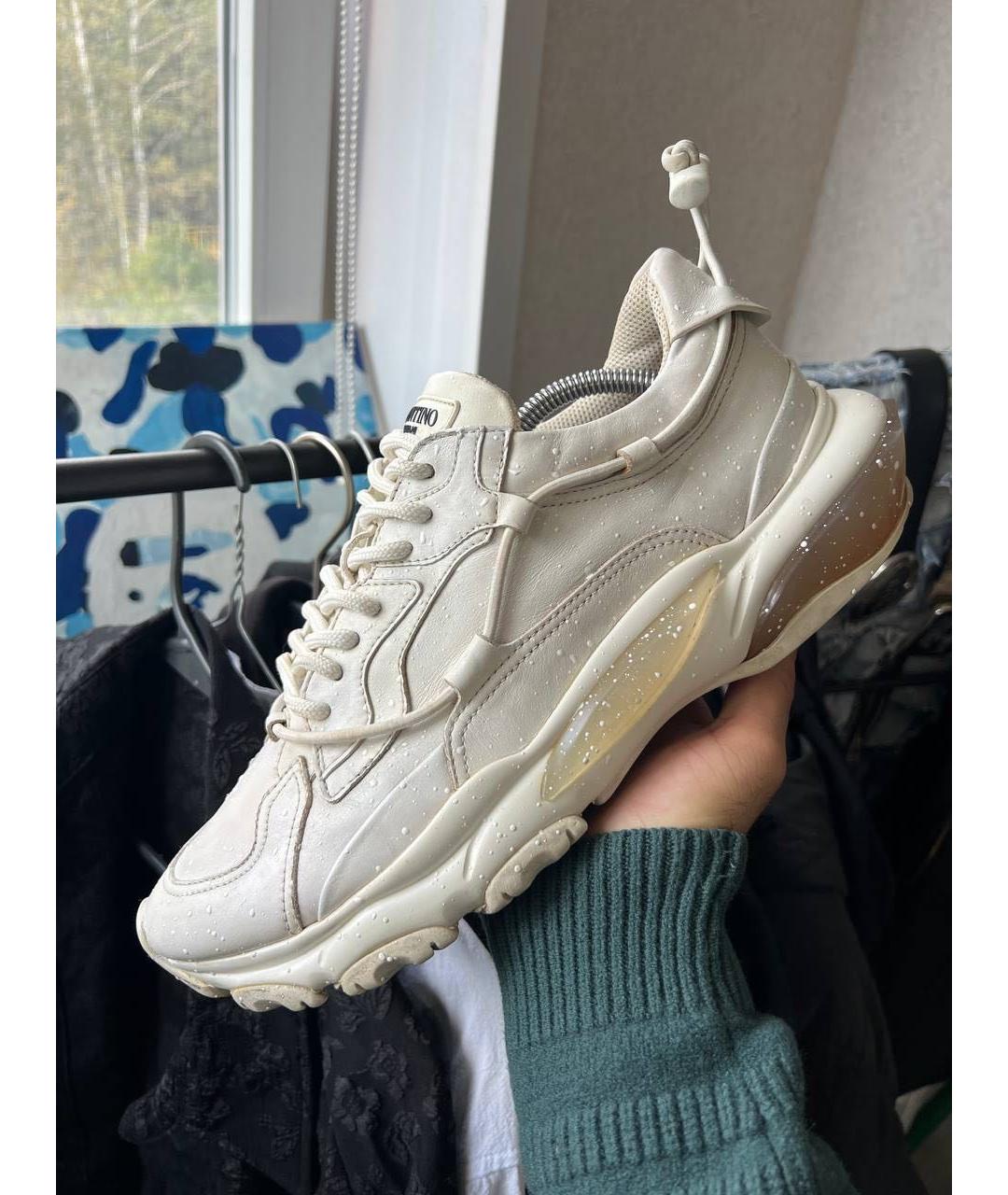 VALENTINO Белые кожаные низкие кроссовки / кеды, фото 8