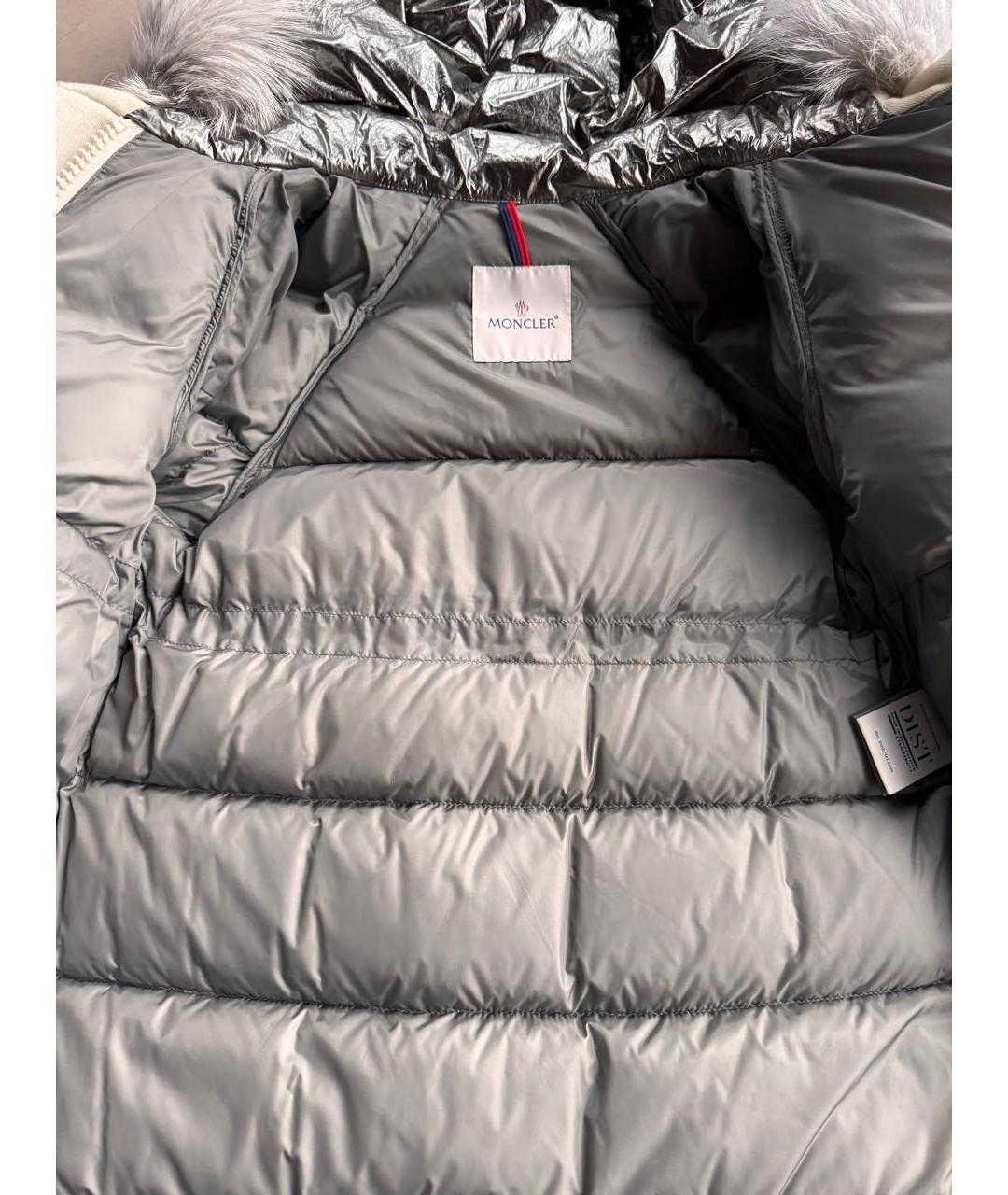 MONCLER Серебрянный полиамидовый пуховик, фото 7