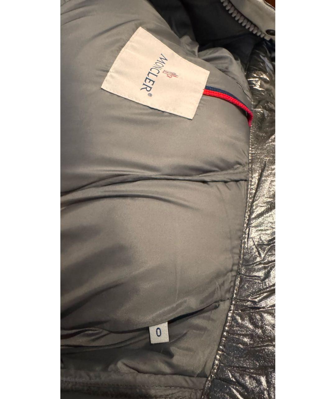 MONCLER Серебрянный полиамидовый пуховик, фото 8