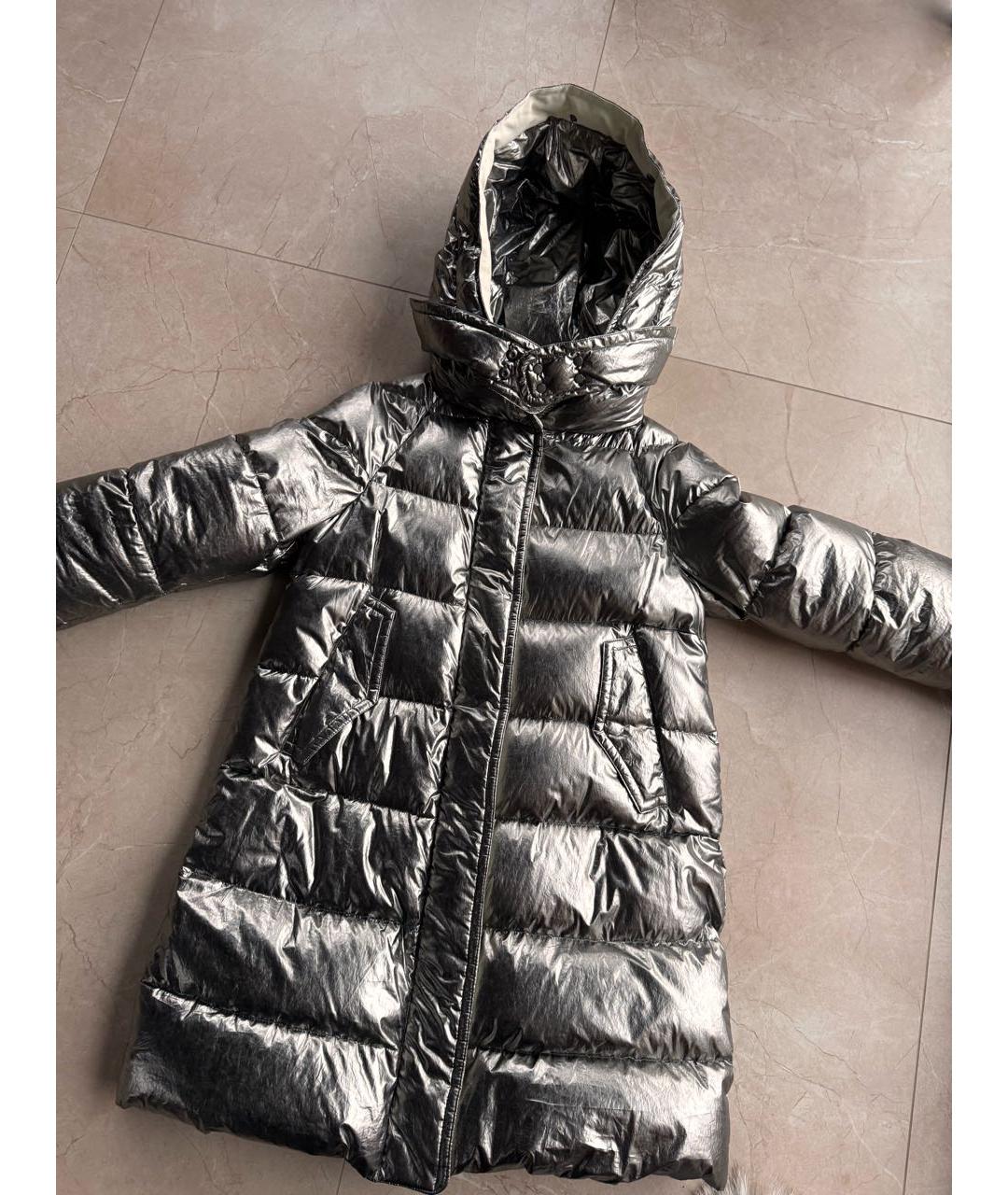 MONCLER Серебрянный полиамидовый пуховик, фото 6