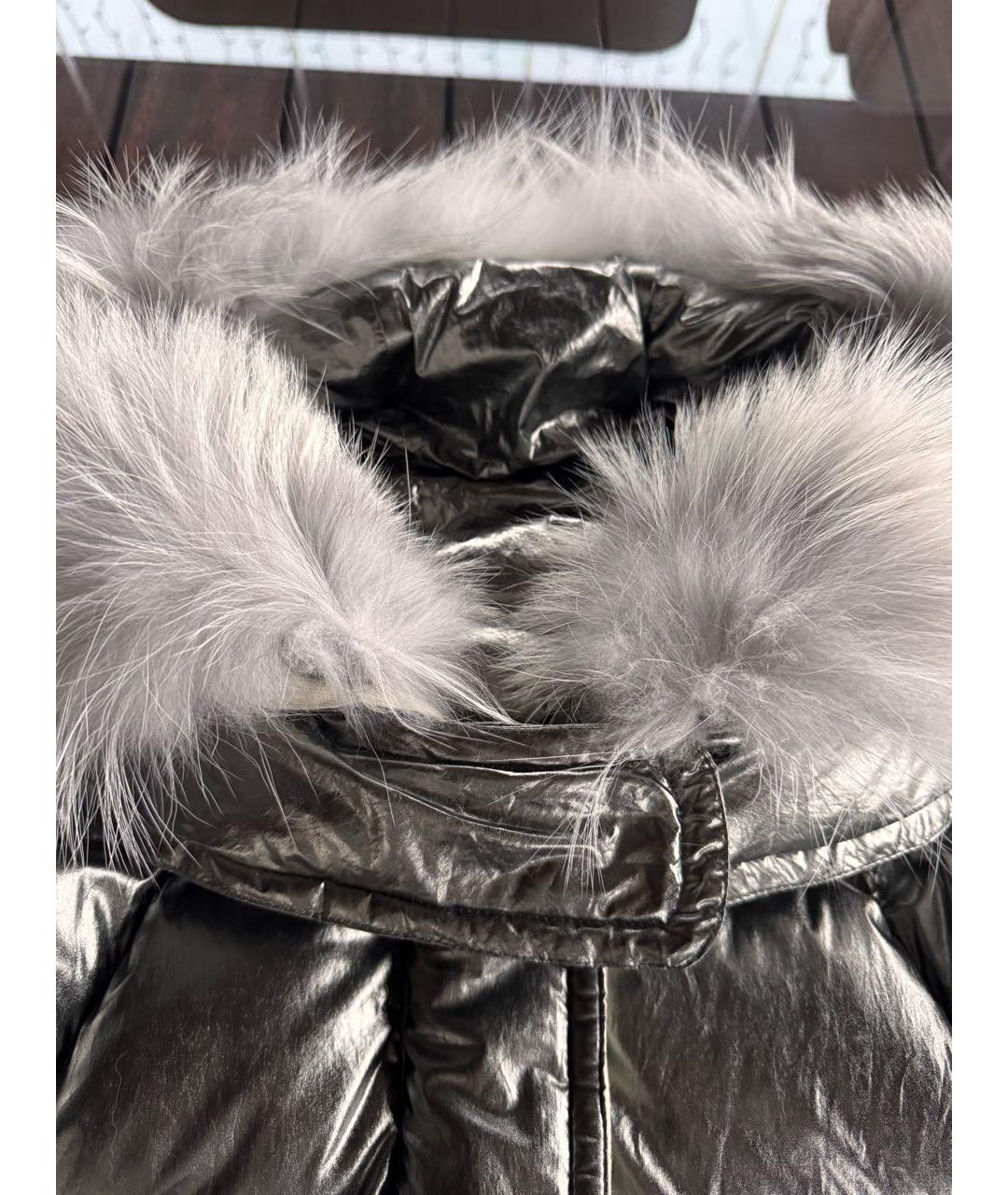 MONCLER Серебрянный полиамидовый пуховик, фото 4