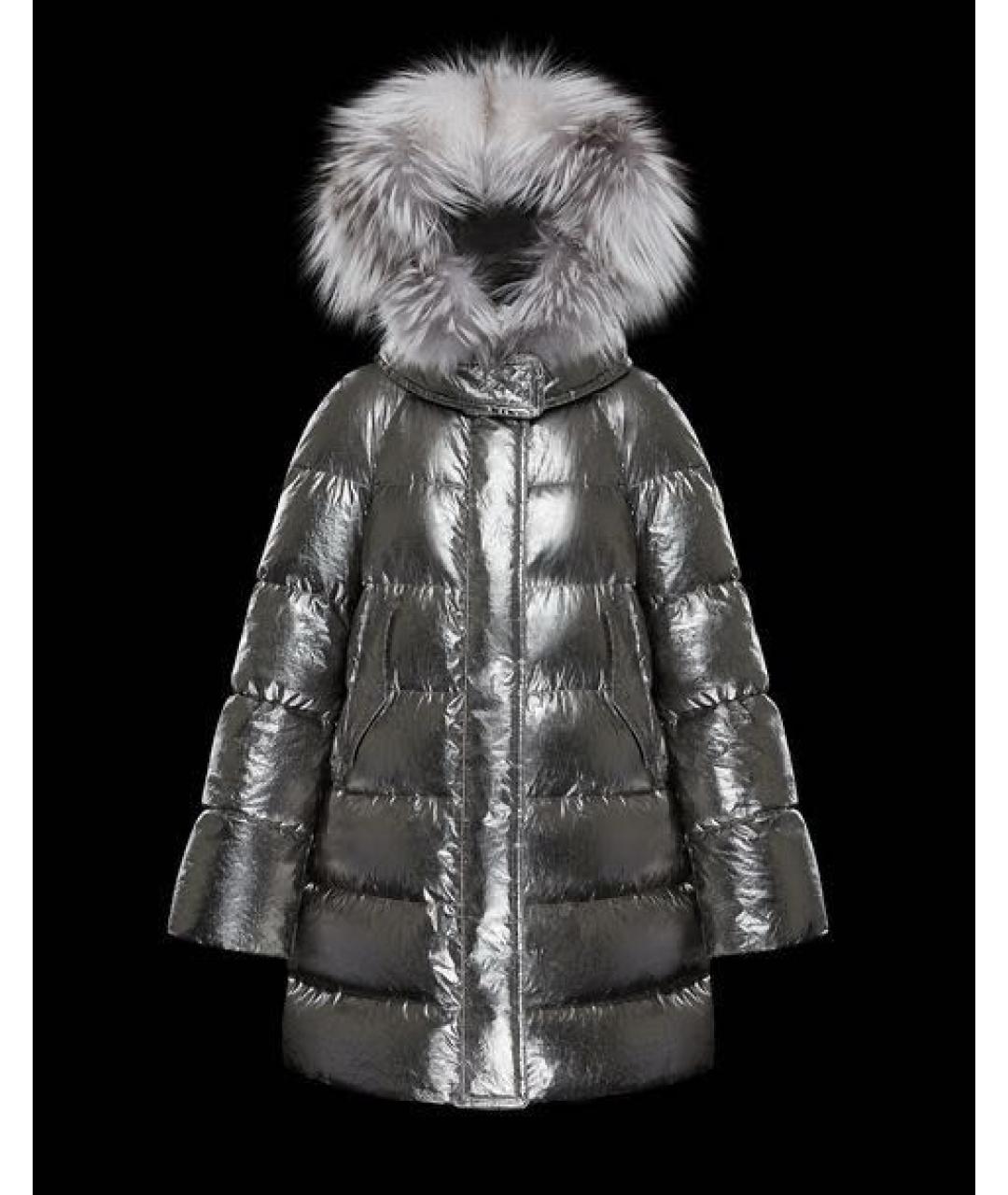 MONCLER Серебрянный полиамидовый пуховик, фото 9