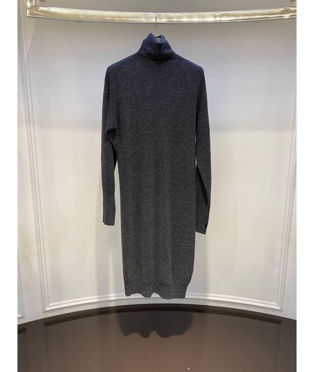 LORENA ANTONIAZZI Серое шерстяное повседневное платье, фото 3