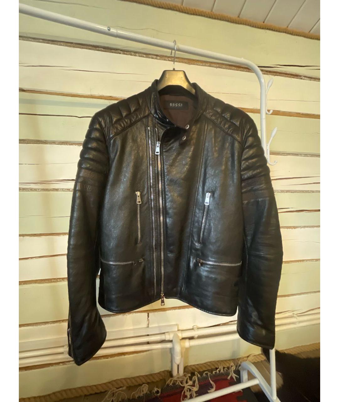 GUCCI Черная кожаная куртка, фото 5