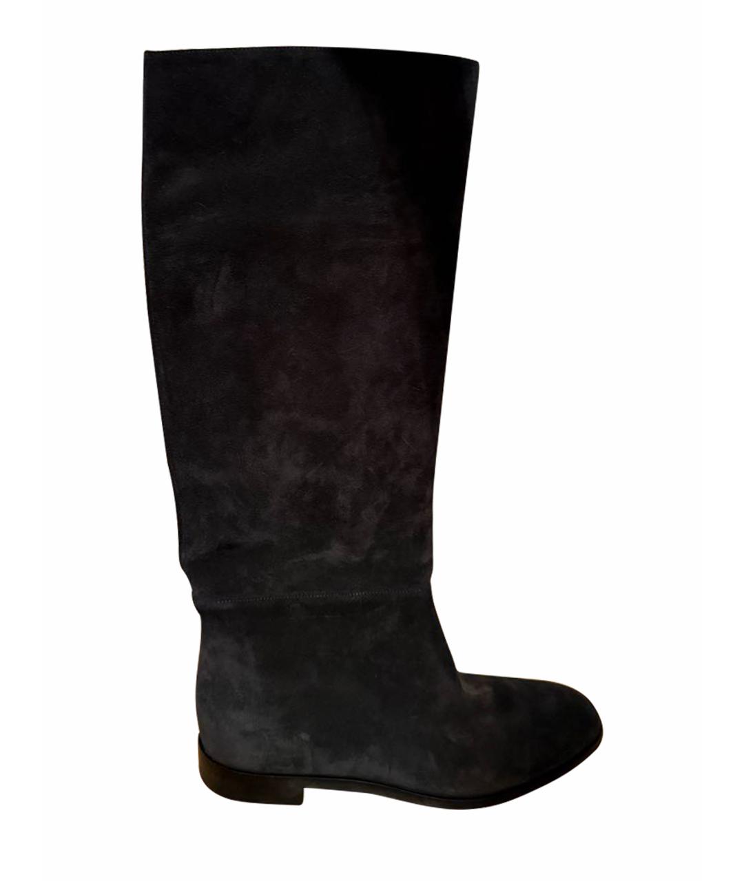 SERGIO ROSSI Черные замшевые сапоги, фото 1