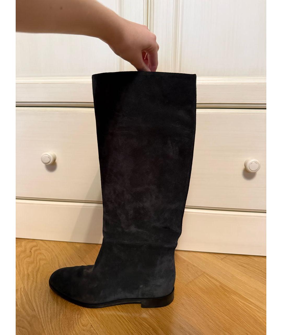 SERGIO ROSSI Черные замшевые сапоги, фото 8