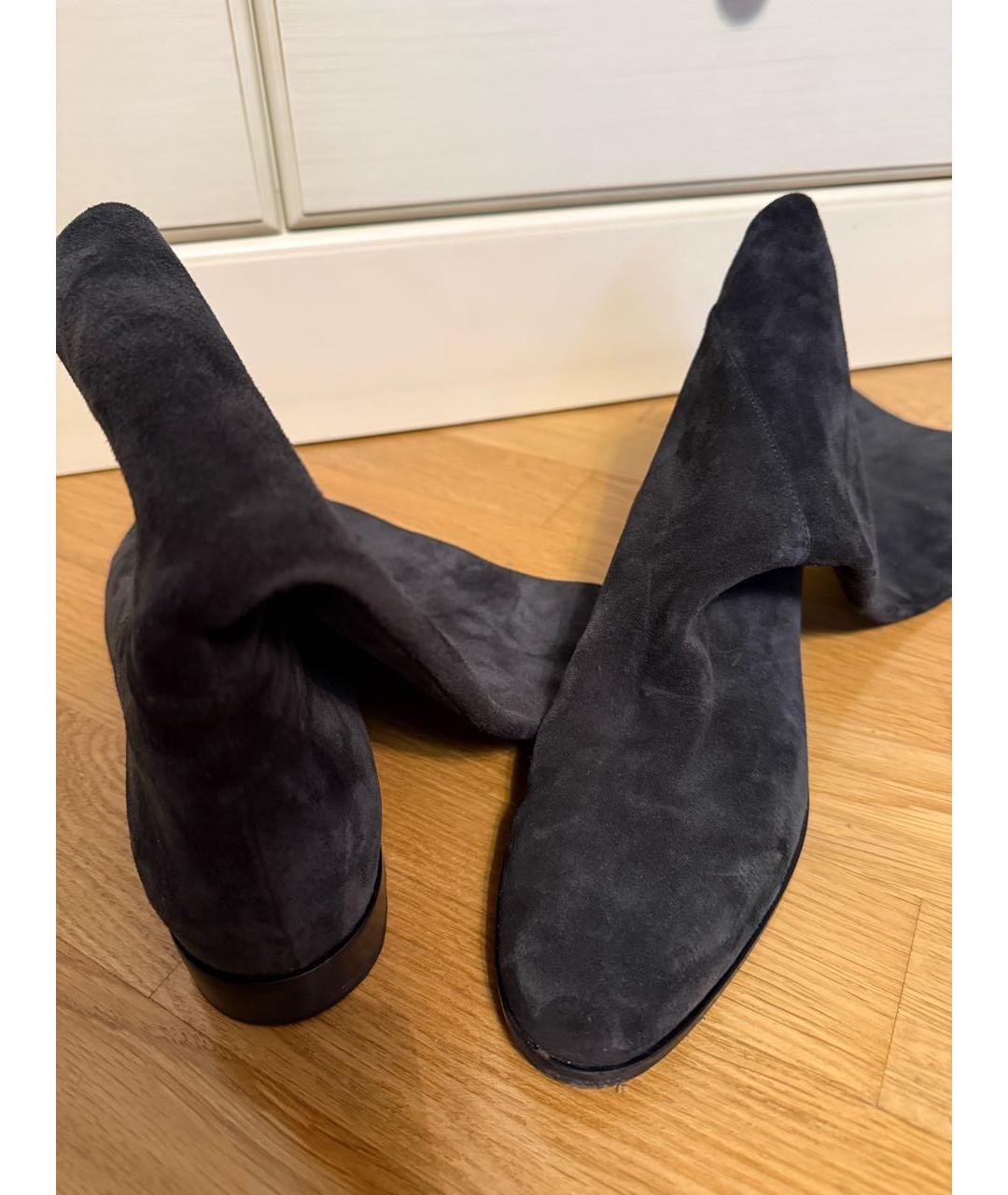 SERGIO ROSSI Черные замшевые сапоги, фото 4