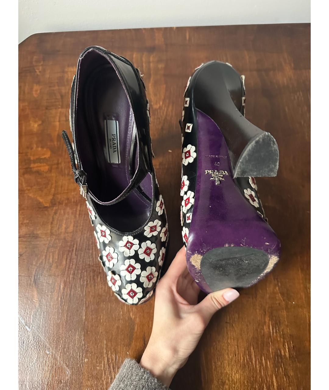 PRADA Черные кожаные туфли, фото 5