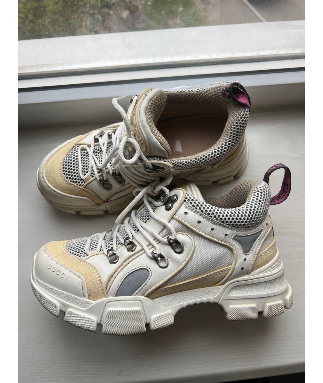 GUCCI Белые текстильные кроссовки, фото 8