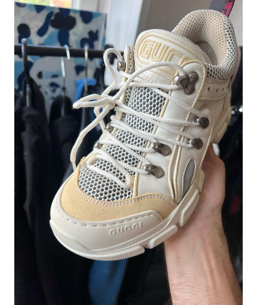 GUCCI Белые текстильные кроссовки, фото 6