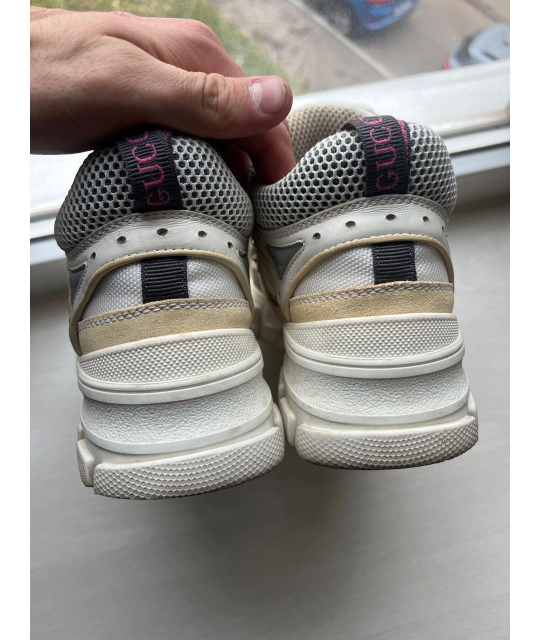 GUCCI Белые текстильные кроссовки, фото 4