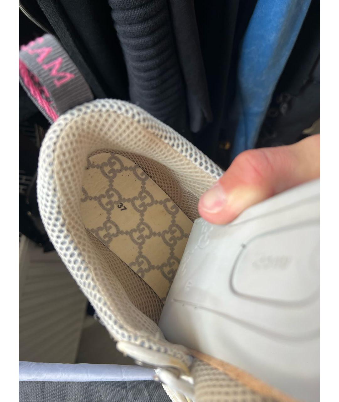 GUCCI Белые текстильные кроссовки, фото 5