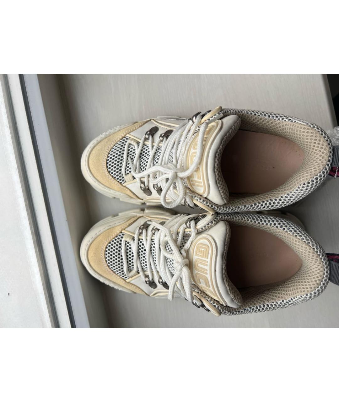 GUCCI Белые текстильные кроссовки, фото 3