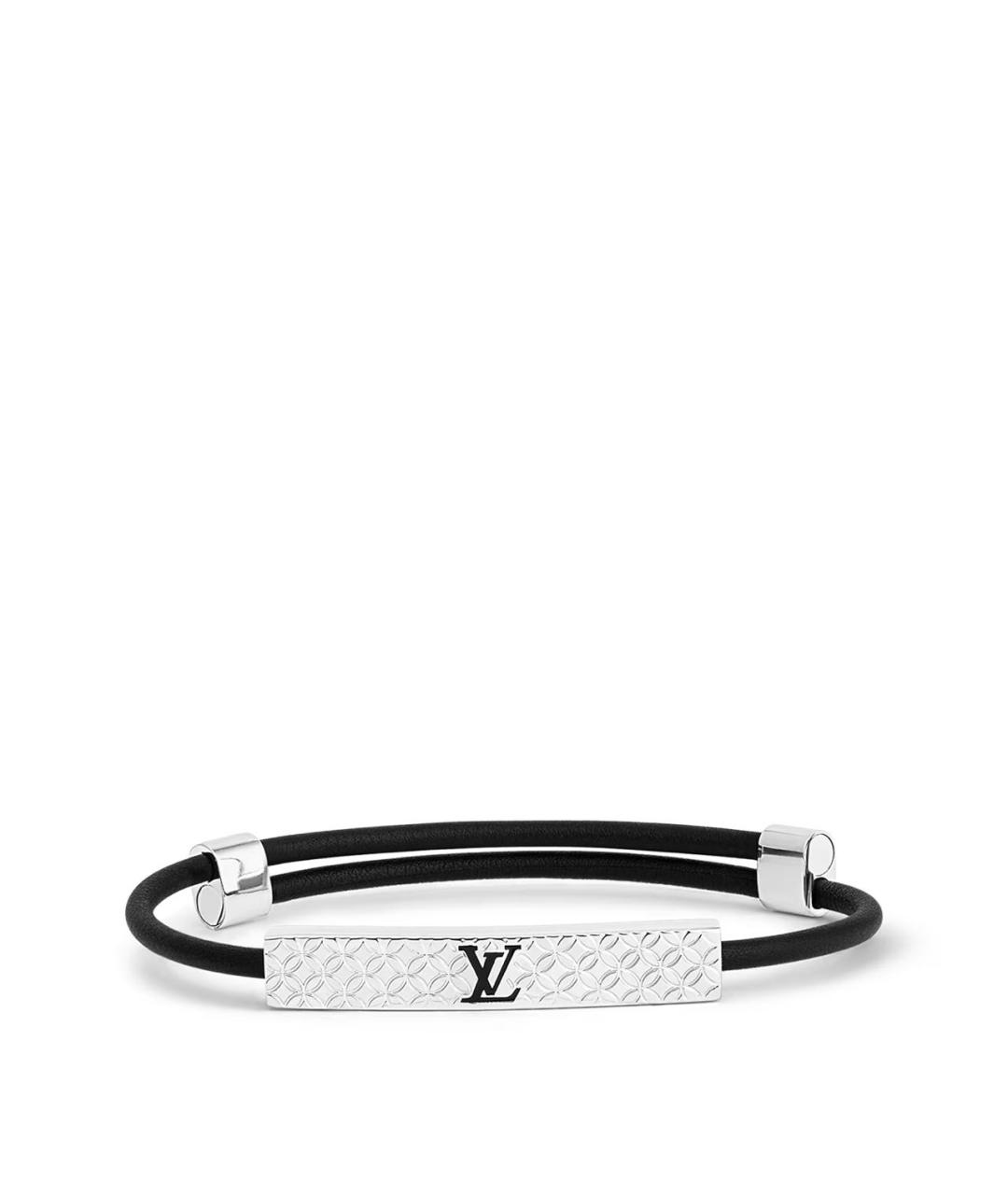 LOUIS VUITTON Черный кожаный браслет, фото 2
