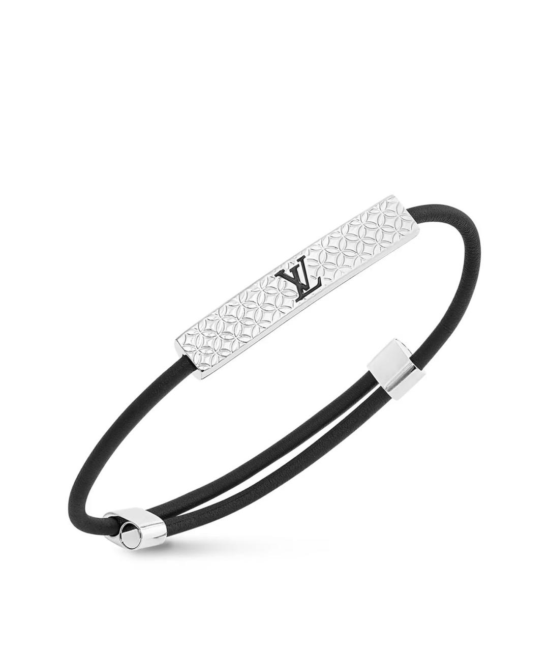 LOUIS VUITTON Черный кожаный браслет, фото 4