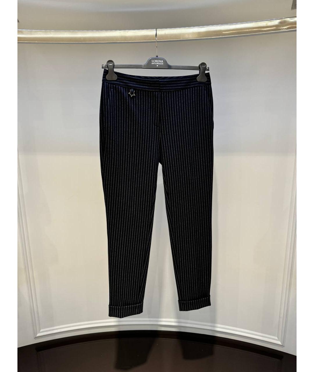 LORENA ANTONIAZZI Темно-синие шерстяные прямые брюки, фото 3