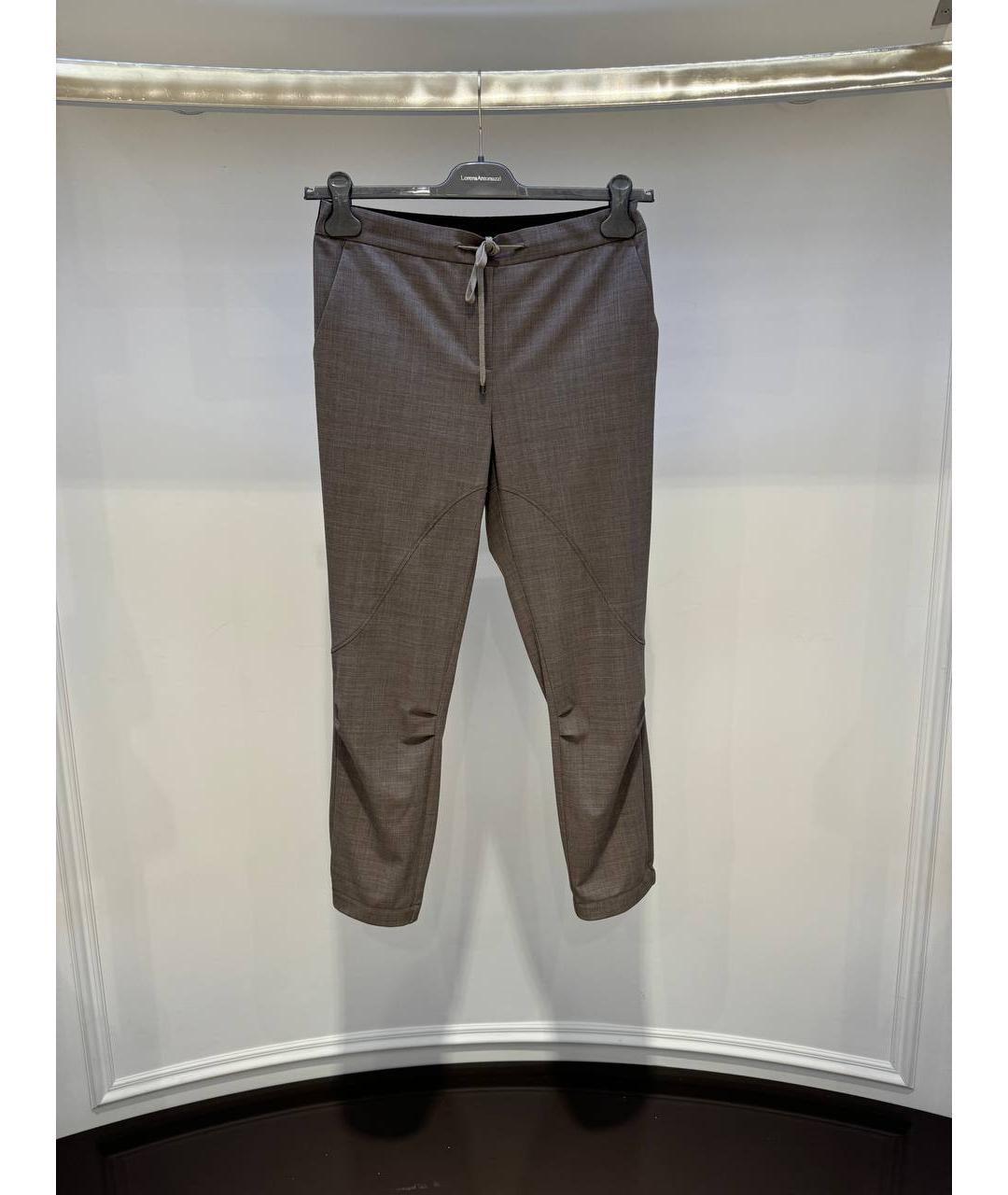 LORENA ANTONIAZZI Коричневые шерстяные прямые брюки, фото 3