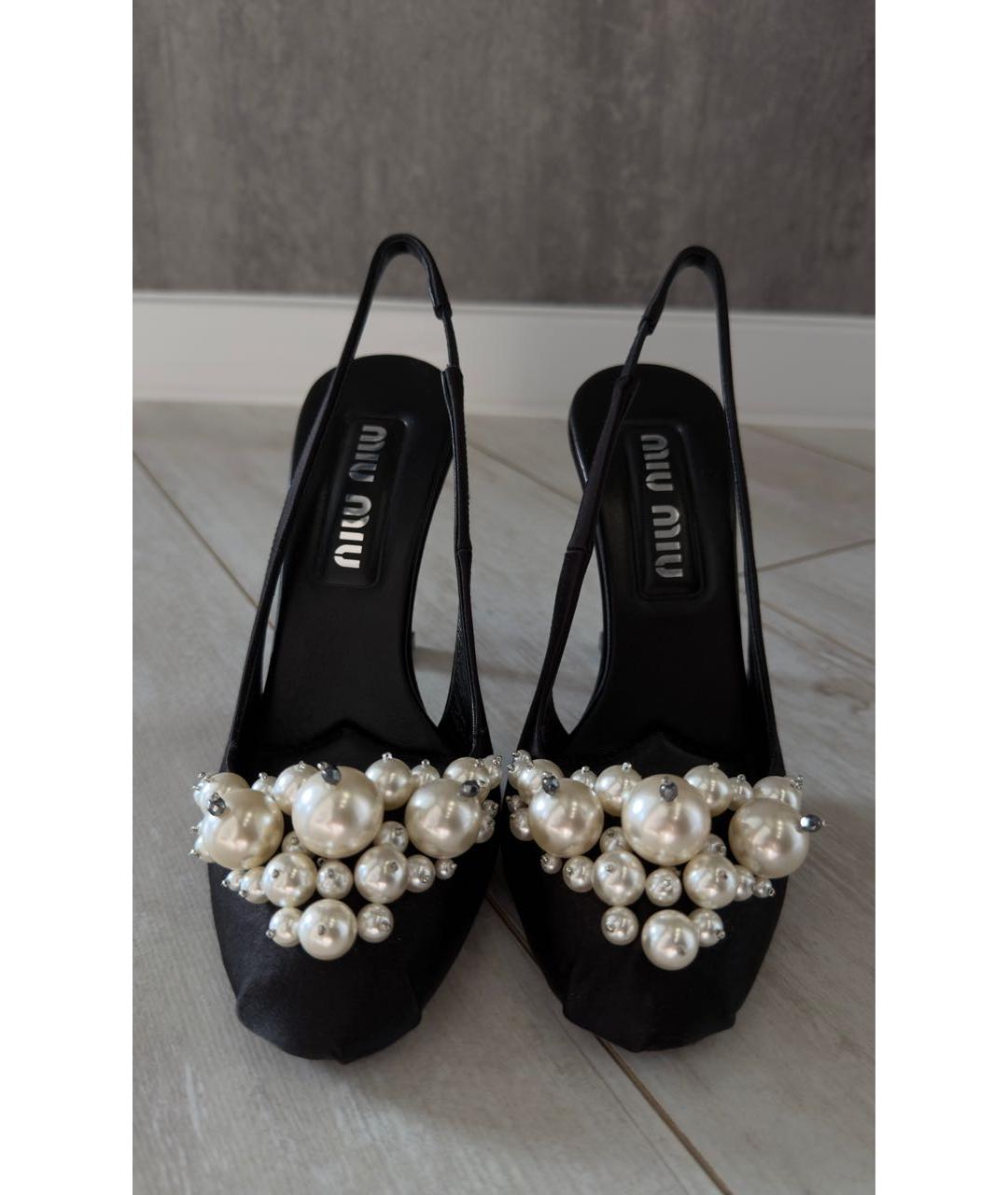 MIU MIU Черные текстильные босоножки, фото 2