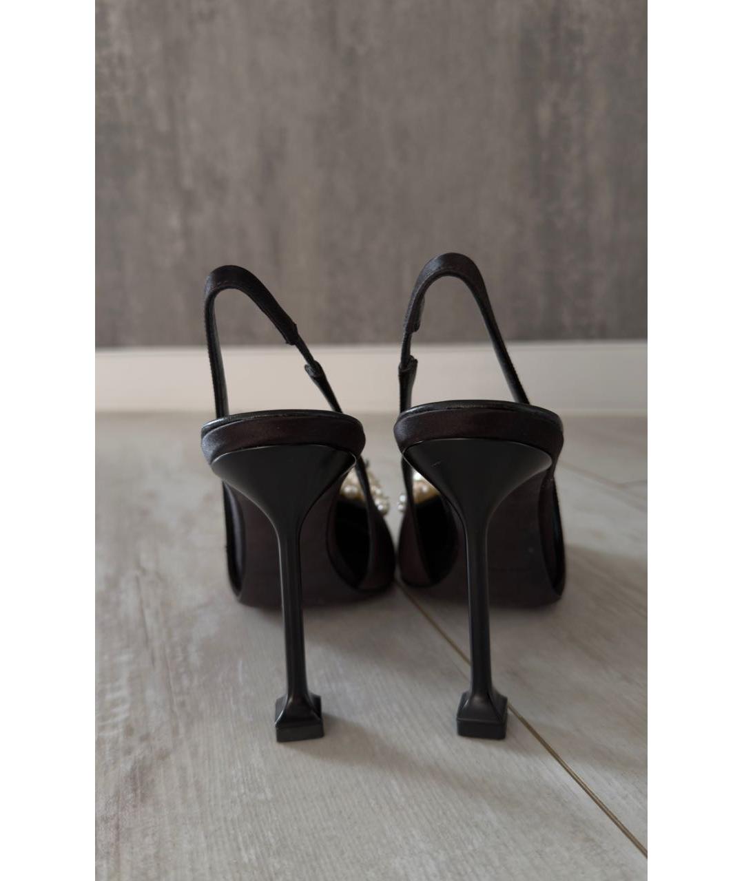 MIU MIU Черные текстильные босоножки, фото 4